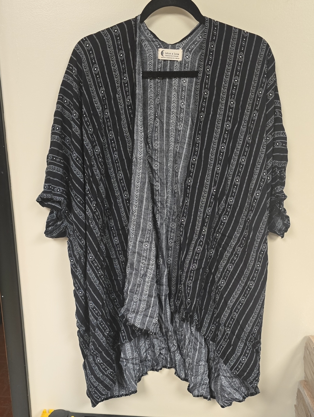 Lotus & Luna Striped Black & White Women’s Swim Coverup Kimono